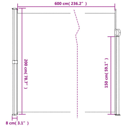 Seitenmarkise Ausziehbar Creme 200x600 cm