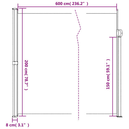 Seitenmarkise Ausziehbar Rot 200x600 cm