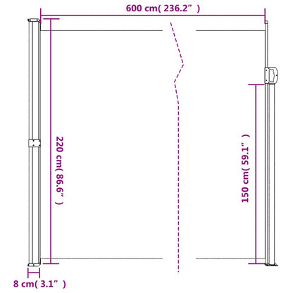 Seitenmarkise Ausziehbar Creme 220x600 cm