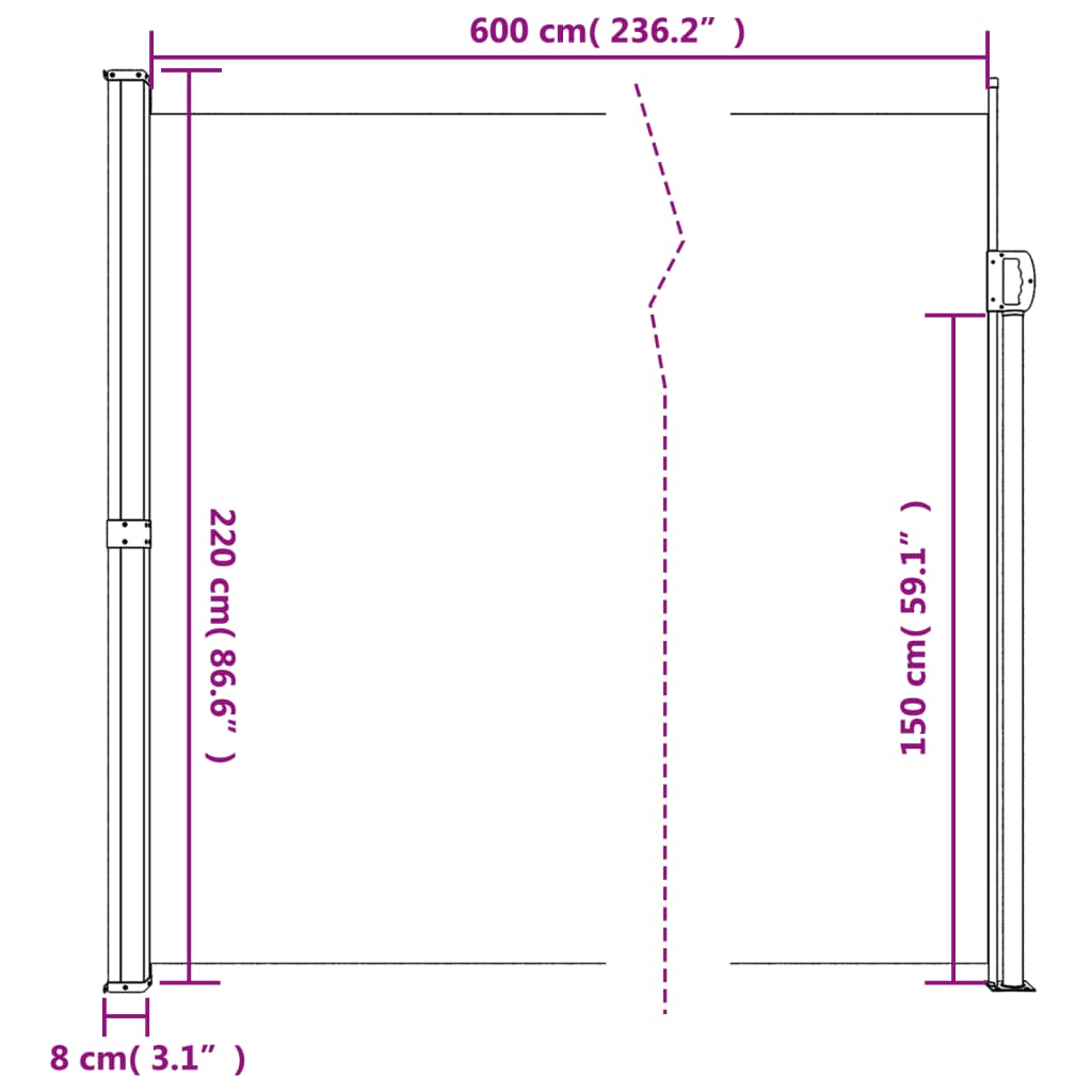 Seitenmarkise Ausziehbar Rot 220x600 cm