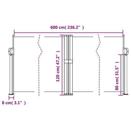 Seitenmarkise Ausziehbar Creme 120x600 cm