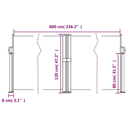 Seitenmarkise Ausziehbar Beige 120x600 cm