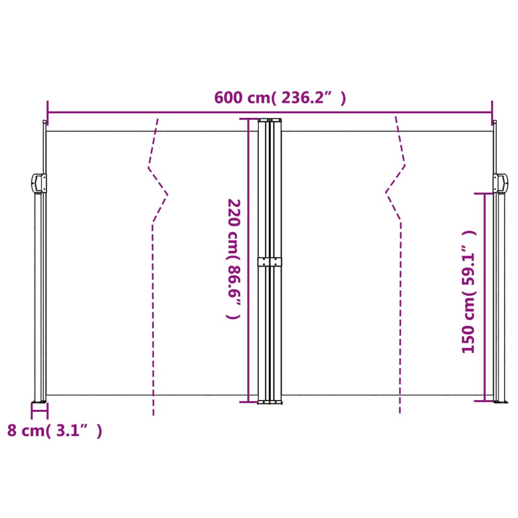 Seitenmarkise Ausziehbar Creme 220x600 cm