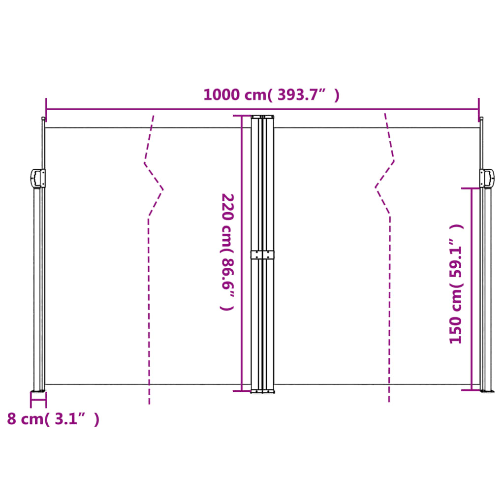 Seitenmarkise Ausziehbar Weiß 220x1000 cm