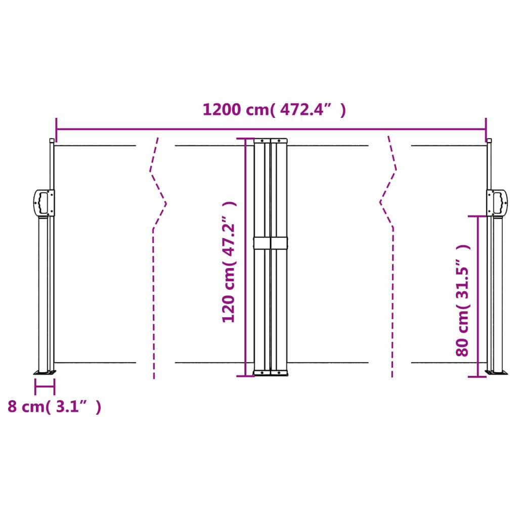 Seitenmarkise Ausziehbar Braun 120x1200 cm