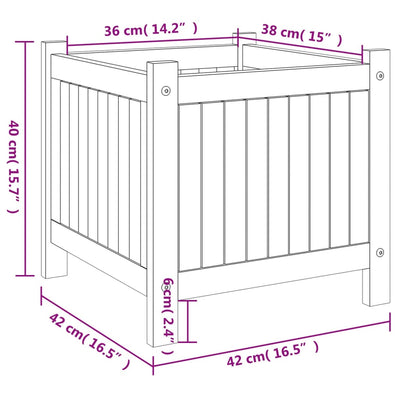 Pflanzkübel mit Einlage 42x42x40 cm Massivholz Akazie