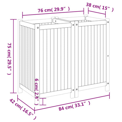 Pflanzkübel mit Einlage 84x42x75 cm Massivholz Akazie