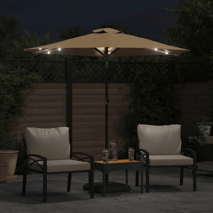 Sonnenschirm mit LED und Stahlmast Taupe 225x225x212 cm