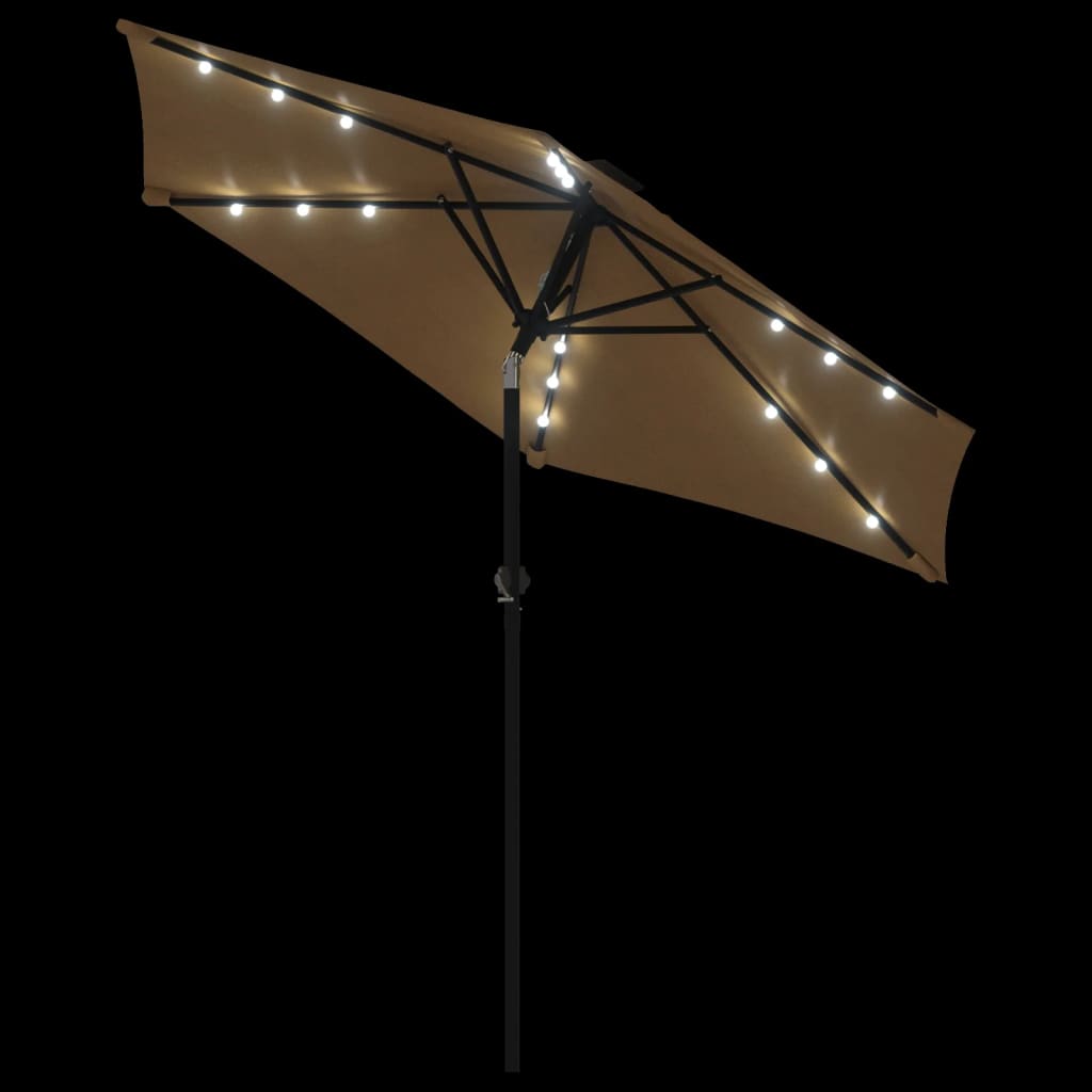 Sonnenschirm mit LED und Stahlmast Taupe 225x225x212 cm