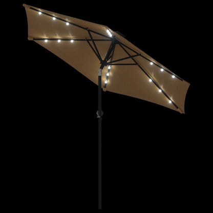 Sonnenschirm mit LED und Stahlmast Taupe 225x225x212 cm