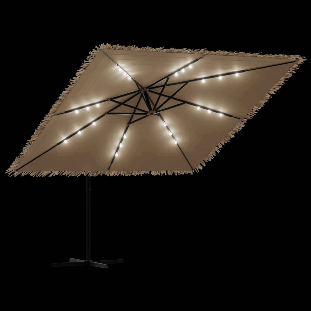 Sonnenschirm mit LED und Stahlmast Braun 290x290x238 cm