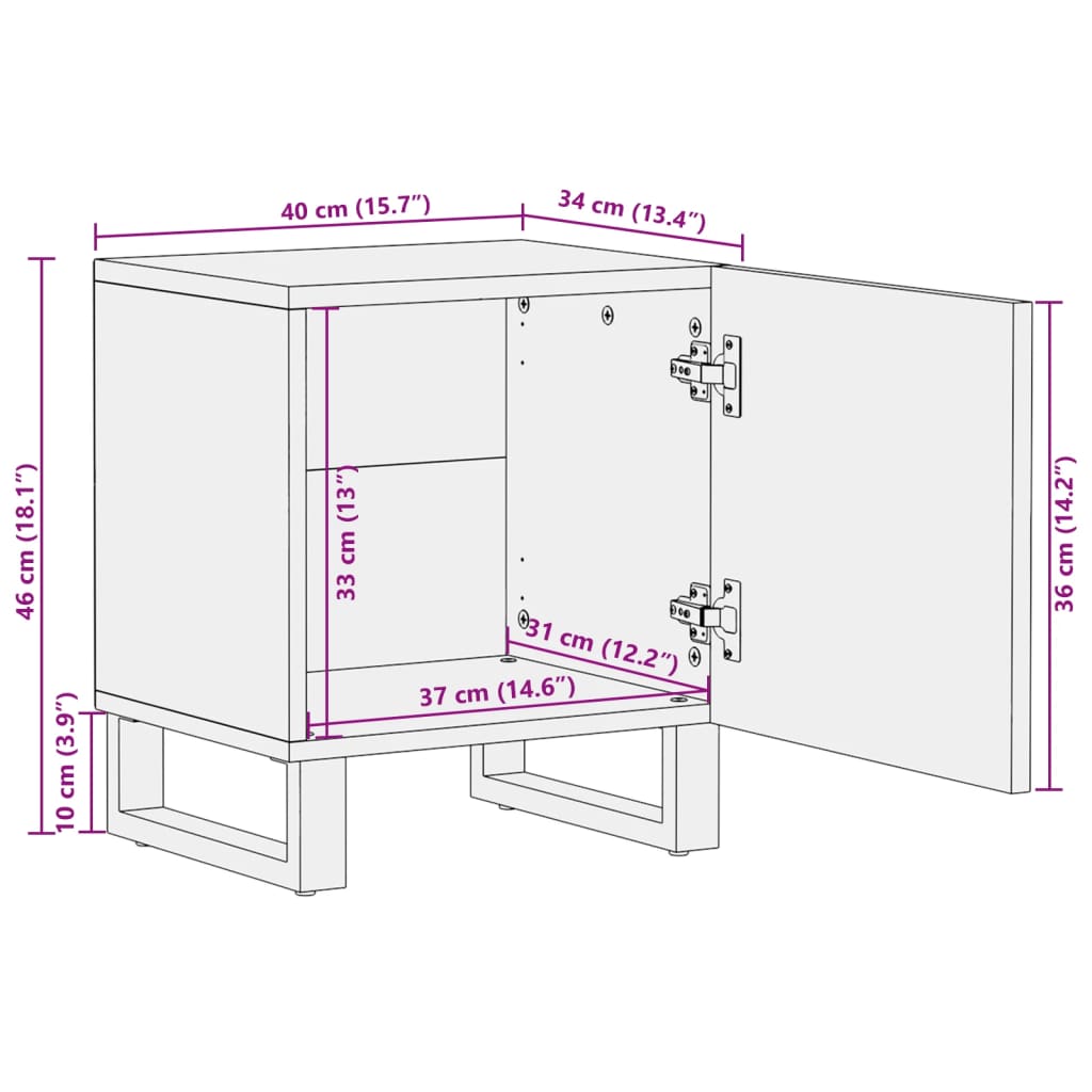 Nachttische 2 Stk. 40x34x46 cm Massivholz Akazie