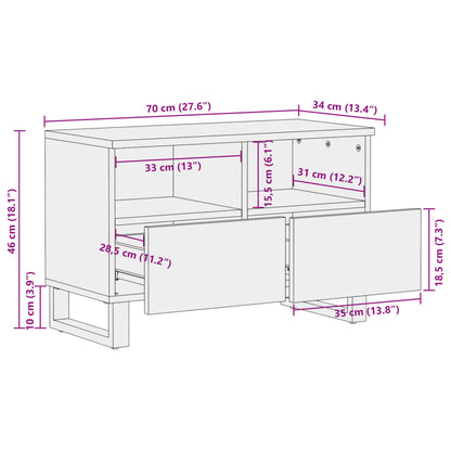 TV-Schrank 70x34x46 cm Raues Massivholz Mango