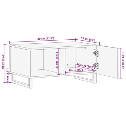 Couchtisch Weiß 80x51x40 cm Massivholz Mango