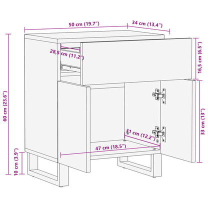 Nachttisch Braun 50x34x60 cm Massivholz Mango