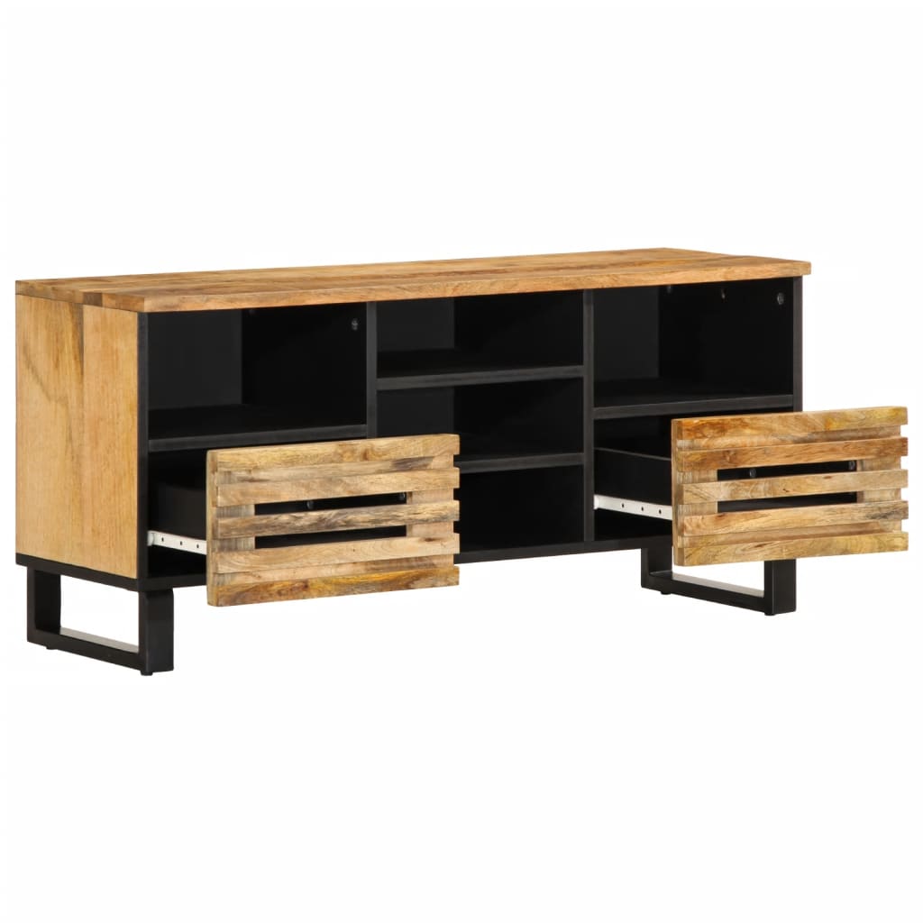 TV-Schrank 100x34x46 cm Raues Massives Mangoholz