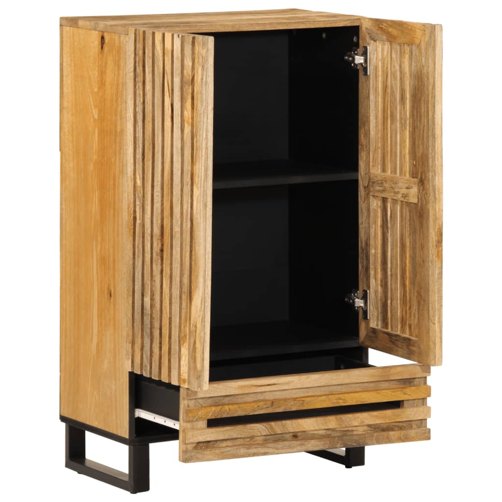 Highboard 60x34x100 cm Raues Massivholz Mango