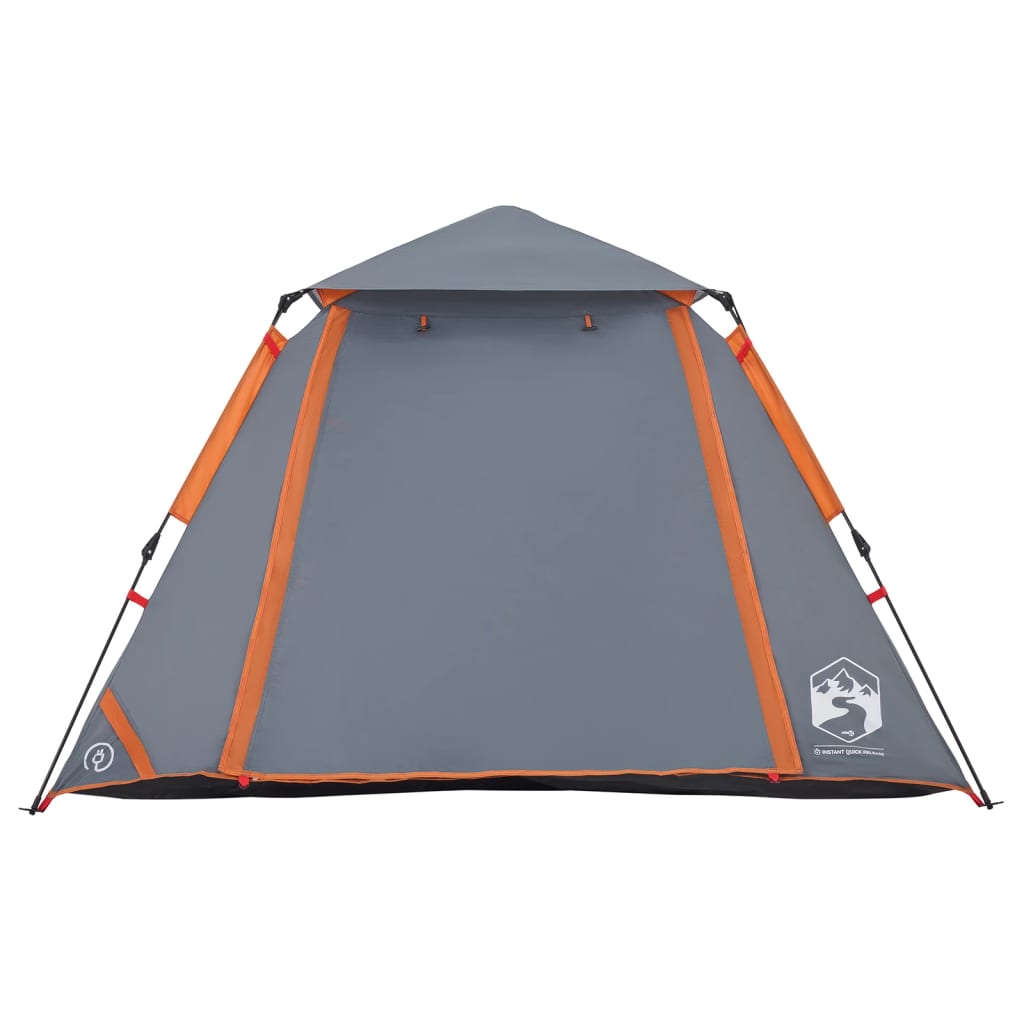 Kuppel-Campingzelt 4 Personen Grau und Orange Quick Release