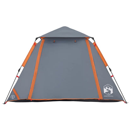 Kuppel-Campingzelt 4 Personen Grau und Orange Quick Release