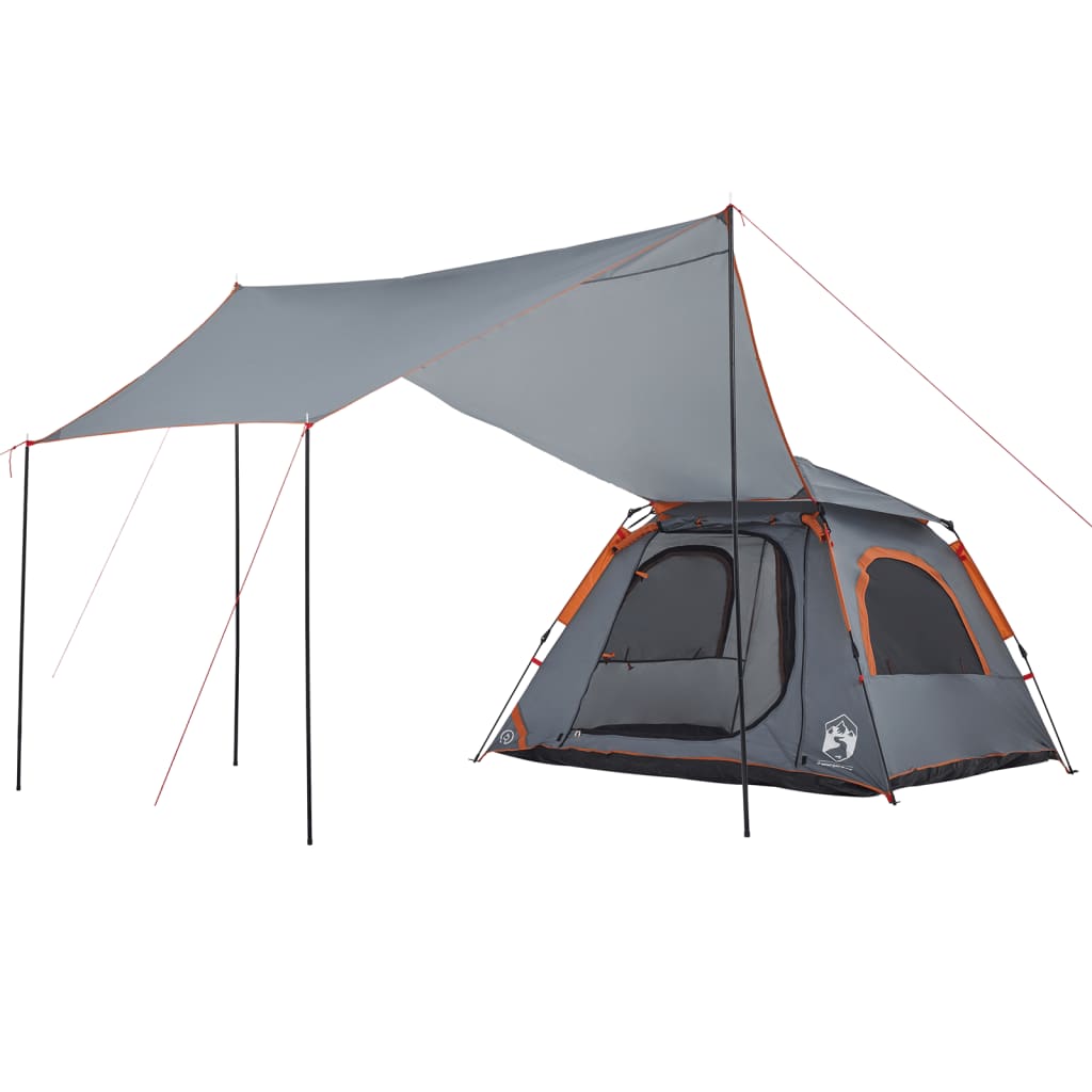 Kuppel-Campingzelt 4 Personen Grau und Orange Quick Release