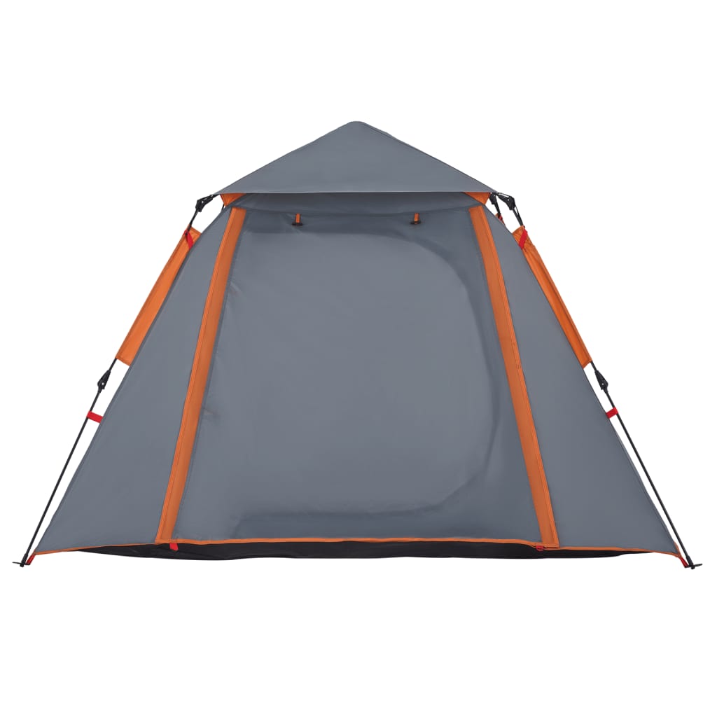 Kuppel-Campingzelt 4 Personen Grau und Orange Quick Release