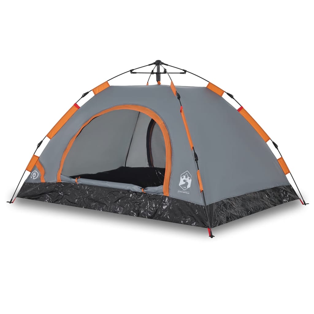 Campingzelt 2 Personen Grau und Orange Quick Release