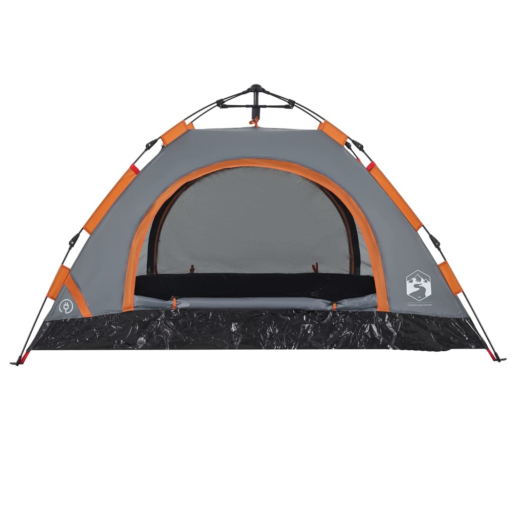 Campingzelt 2 Personen Grau und Orange Quick Release