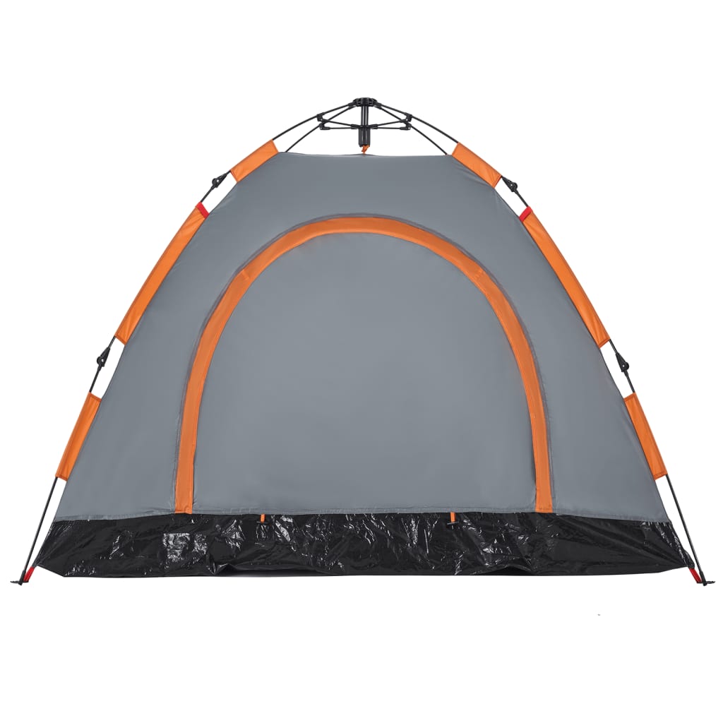 Campingzelt 3 Personen Grau und Orange Quick Release