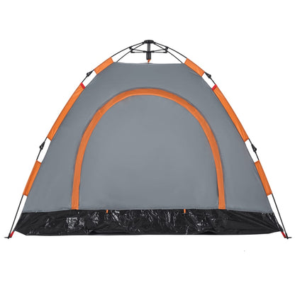 Campingzelt 3 Personen Grau und Orange Quick Release