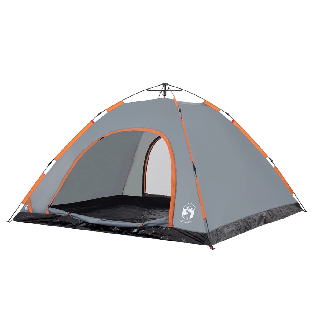 Campingzelt 5 Personen Grau und Orange Quick Release