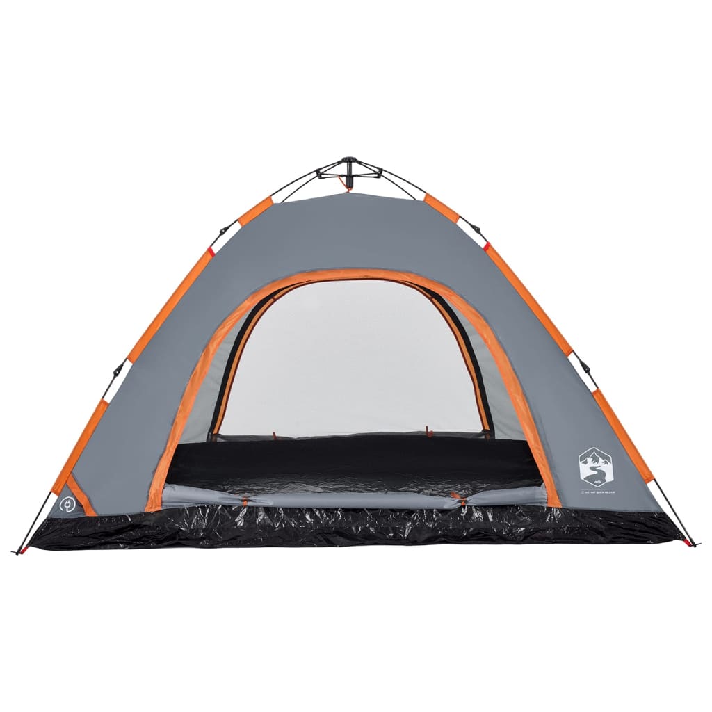 Campingzelt 5 Personen Grau und Orange Quick Release