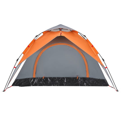 Kuppel-Campingzelt 3 Personen Grau und Orange Quick Release