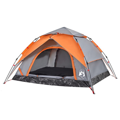 Kuppel-Campingzelt 4 Personen Grau und Orange Quick Release