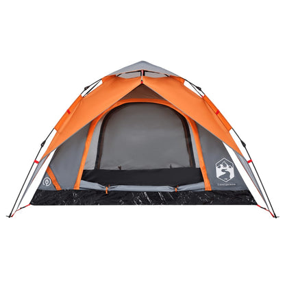 Kuppel-Campingzelt 4 Personen Grau und Orange Quick Release