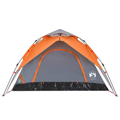 Kuppel-Campingzelt 5 Personen Grau und Orange Quick Release