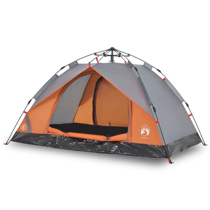 Kuppel-Campingzelt 2 Personen Grau und Orange Quick Release