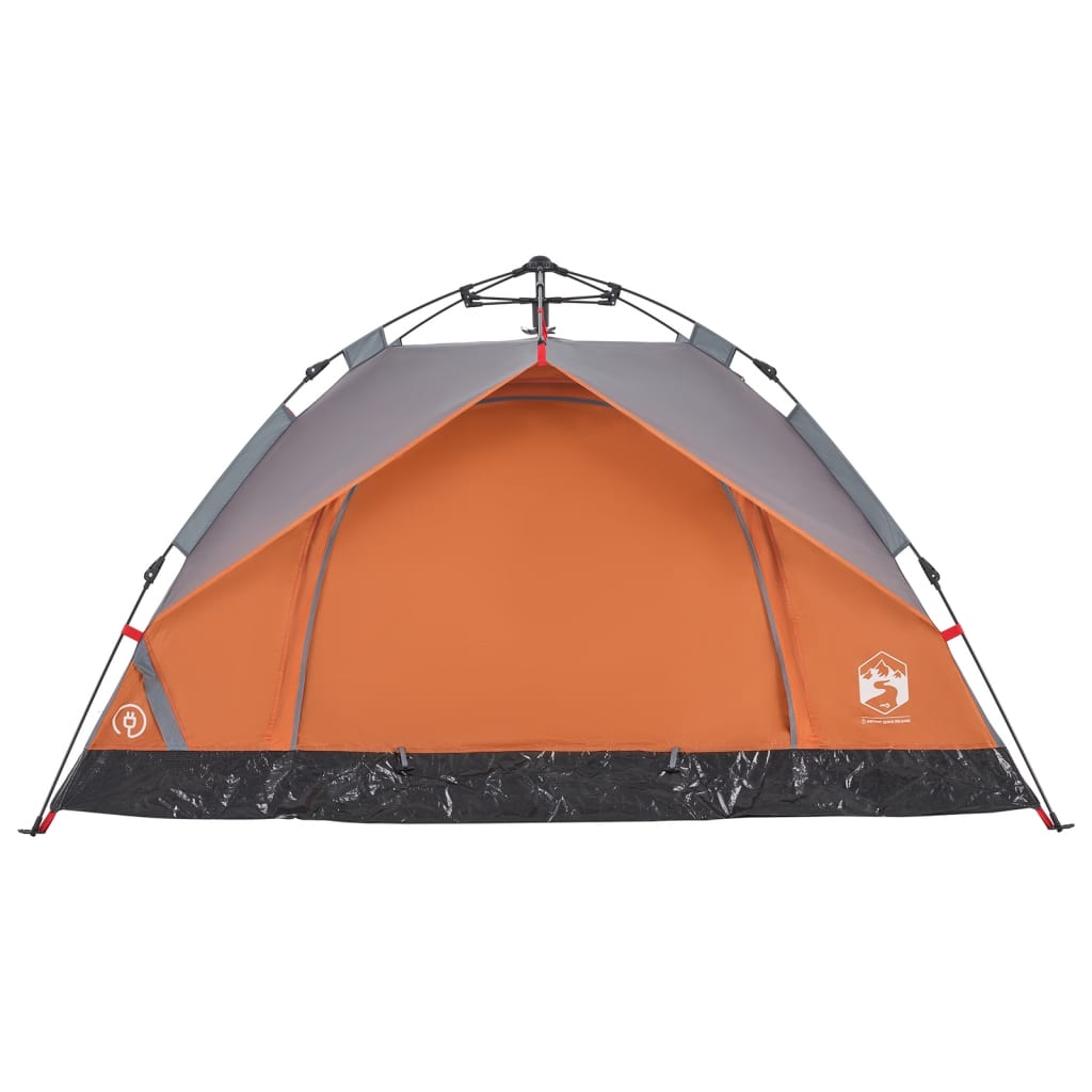 Kuppel-Campingzelt 2 Personen Grau und Orange Quick Release