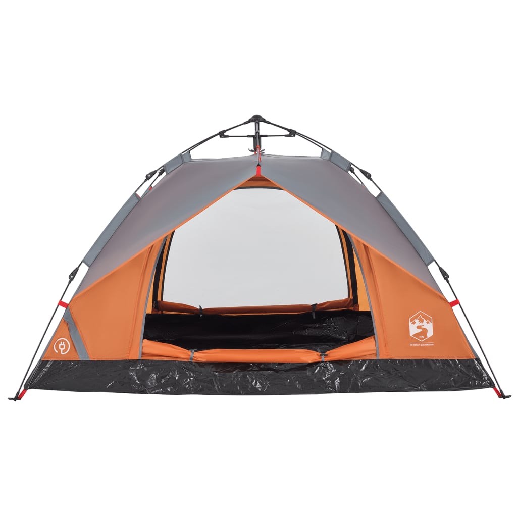 Kuppel-Campingzelt 2 Personen Grau und Orange Quick Release