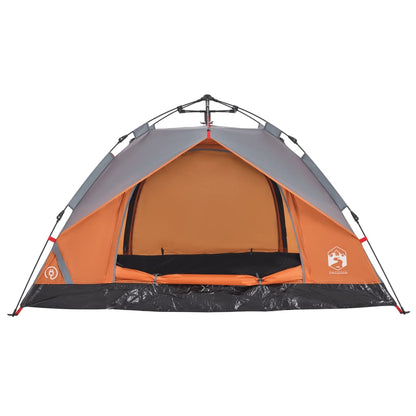 Kuppel-Campingzelt 3 Personen Grau und Orange Quick Release