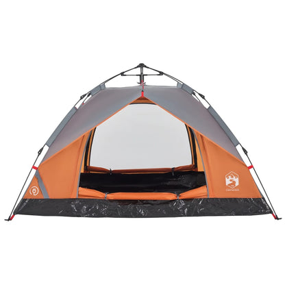 Kuppel-Campingzelt 3 Personen Grau und Orange Quick Release