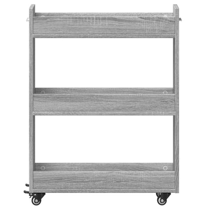 Schrank mit Rollen Grau Sonoma 60x22x79 cm Holzwerkstoff