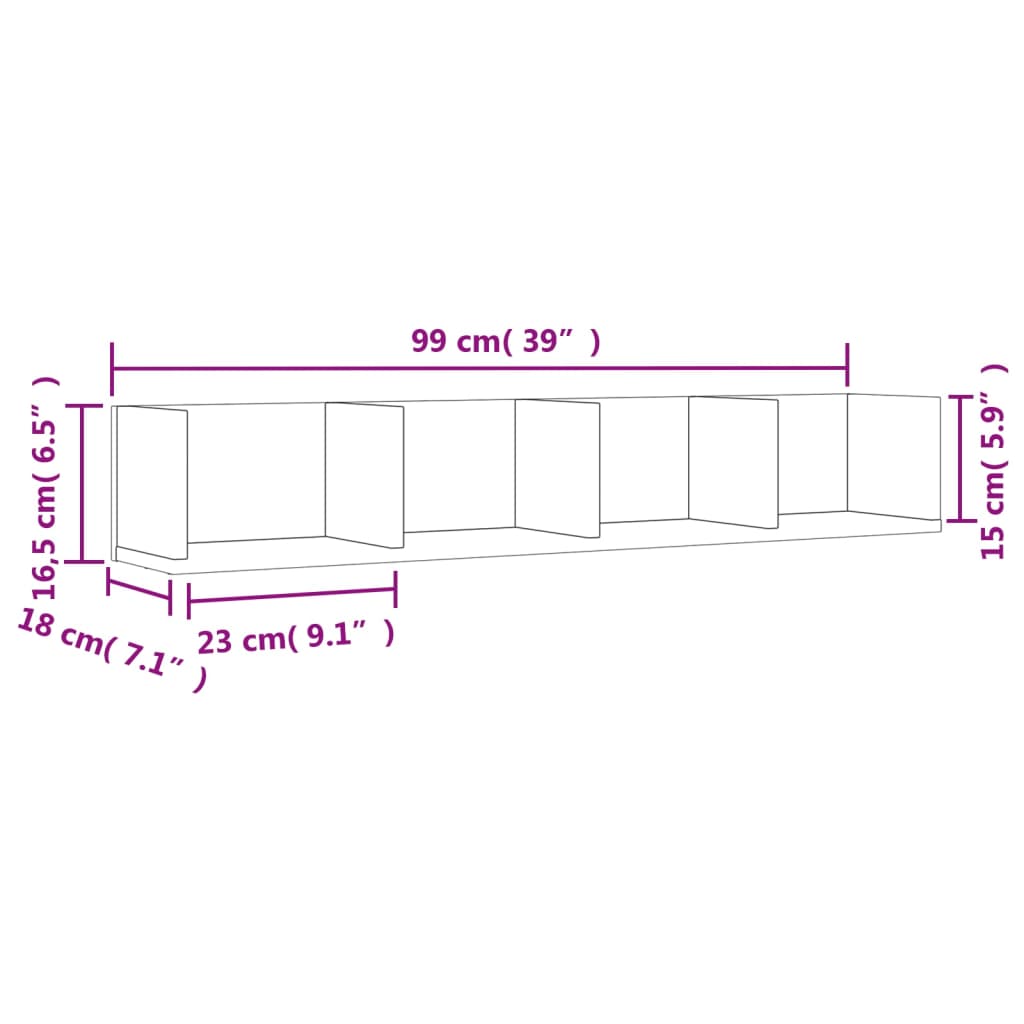 Wandschrank Sonoma-Eiche 99x18x16,5 cm Holzwerkstoff