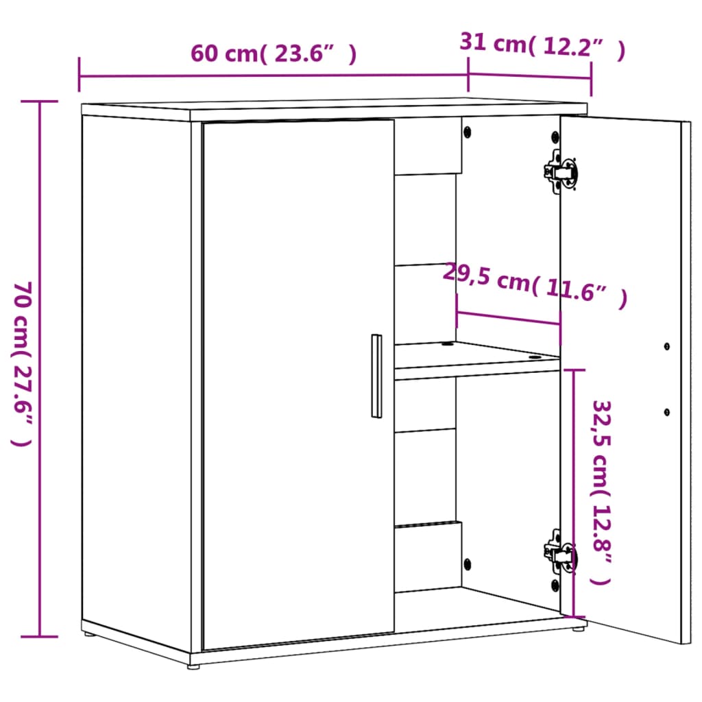 Sideboard Räuchereiche 60x31x70 cm Holzwerkstoff