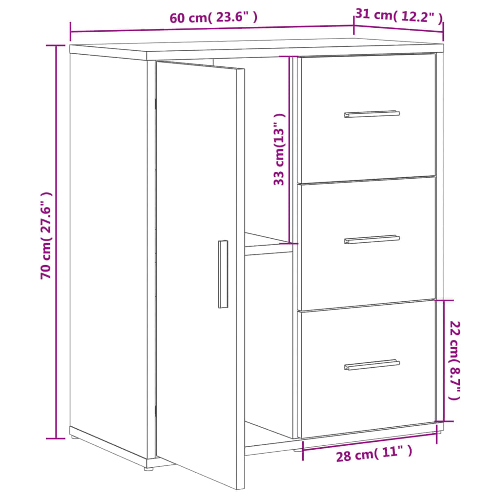 Sideboard Sonoma-Eiche 60x31x70 cm Holzwerkstoff