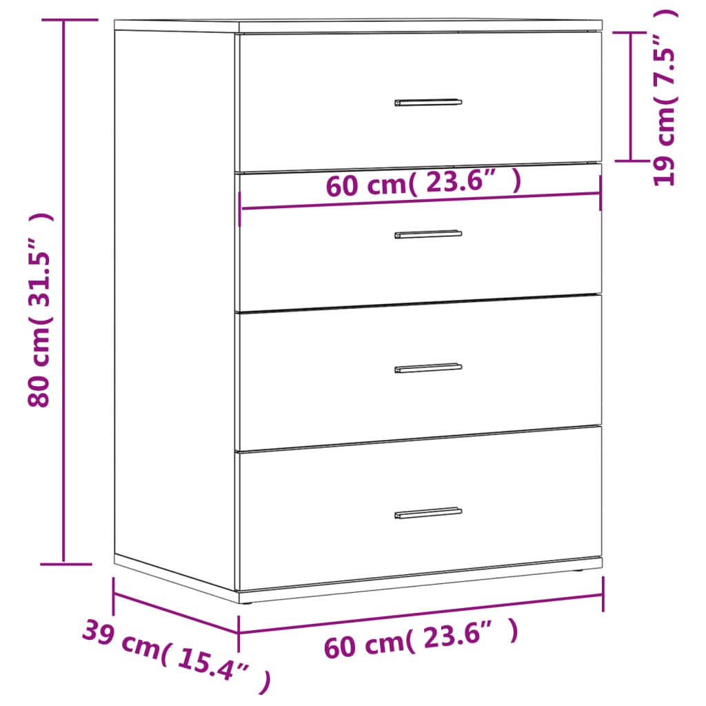 Sideboard Sonoma-Eiche 60x39x80 cm Holzwerkstoff