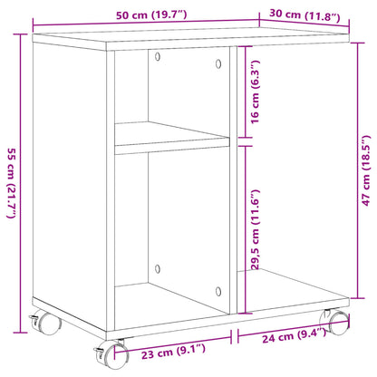 Beistelltisch mit Rollen Schwarz 50x30x55 cm Holzwerkstoff