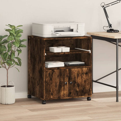 Druckerständer mit Rollen Räuchereiche 60x48x74 cm