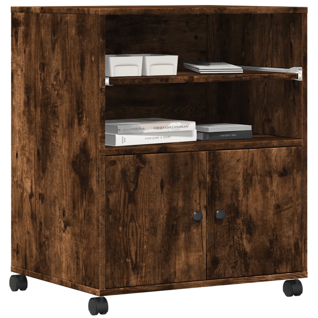 Druckerständer mit Rollen Räuchereiche 60x48x74 cm