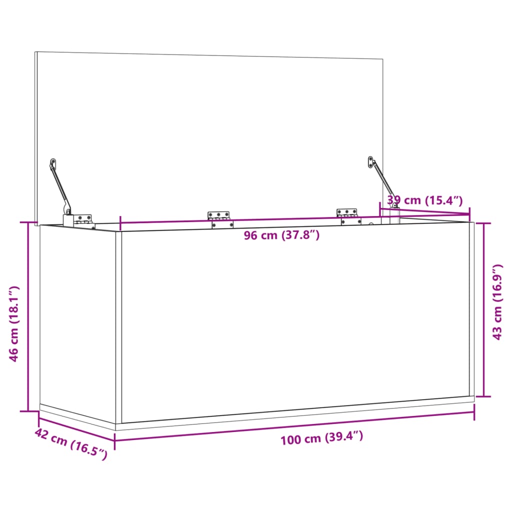 Truhe Betongrau 100x42x46 cm Holzwerkstoff