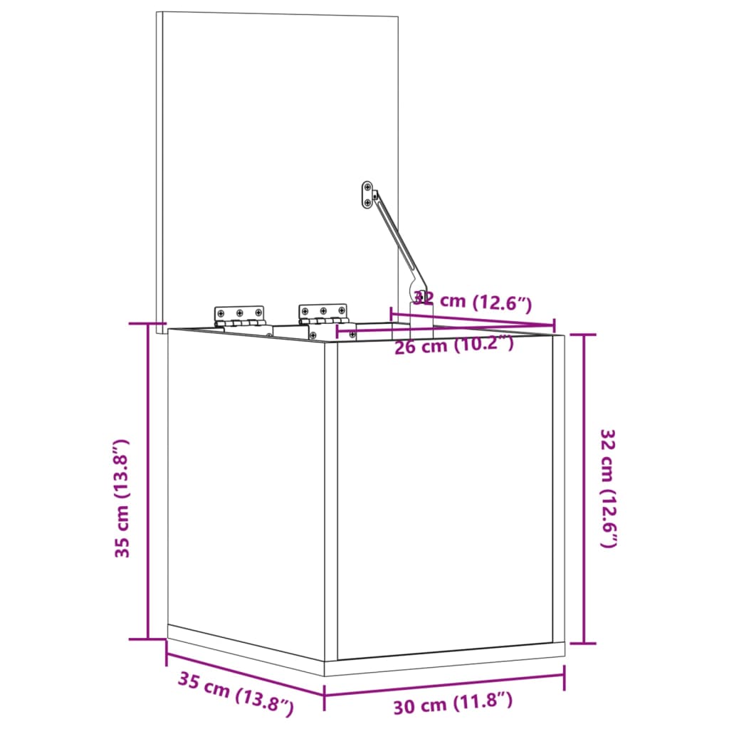 Truhe Betongrau 30x35x35 cm Holzwerkstoff